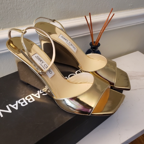 Jimmy Choo Metallic Gold Wedges
